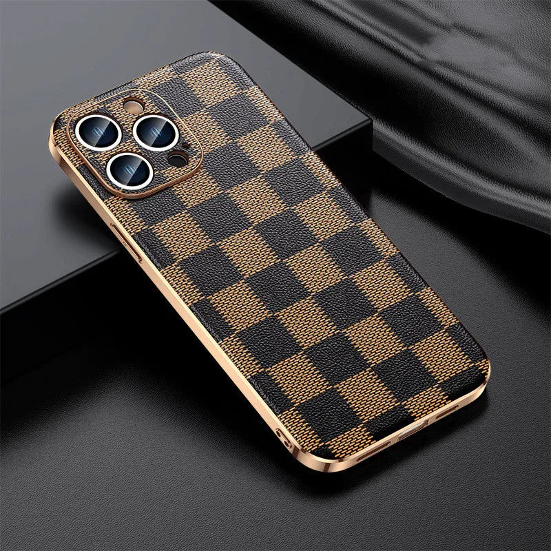 Genuine leather back cover for iPhone 13 in Elegant Black with camera cutout
