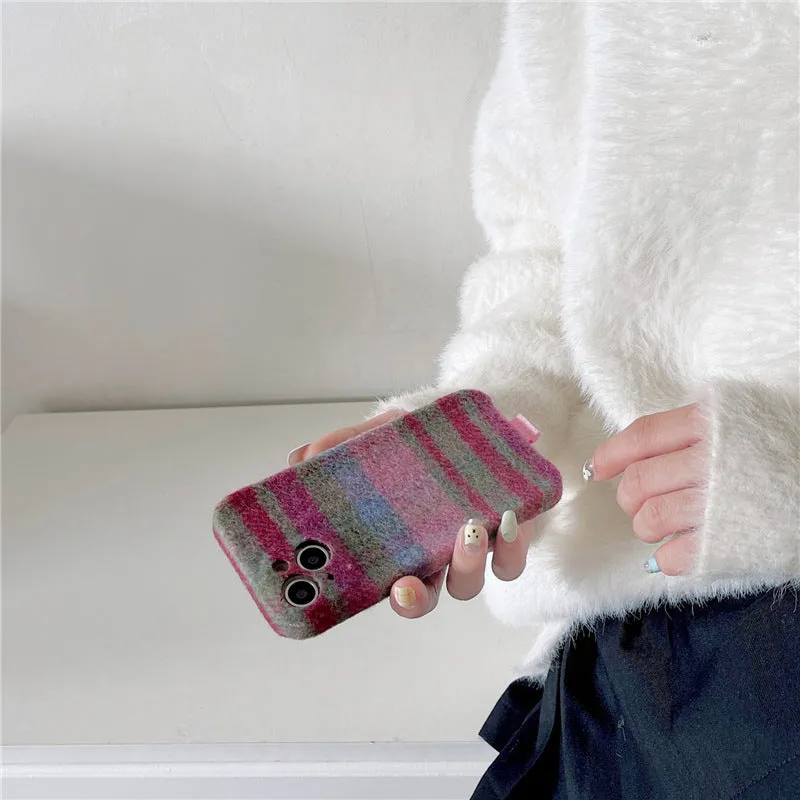 Pink houndstooth patterned TPU drop-resistant phone case for iPhone models