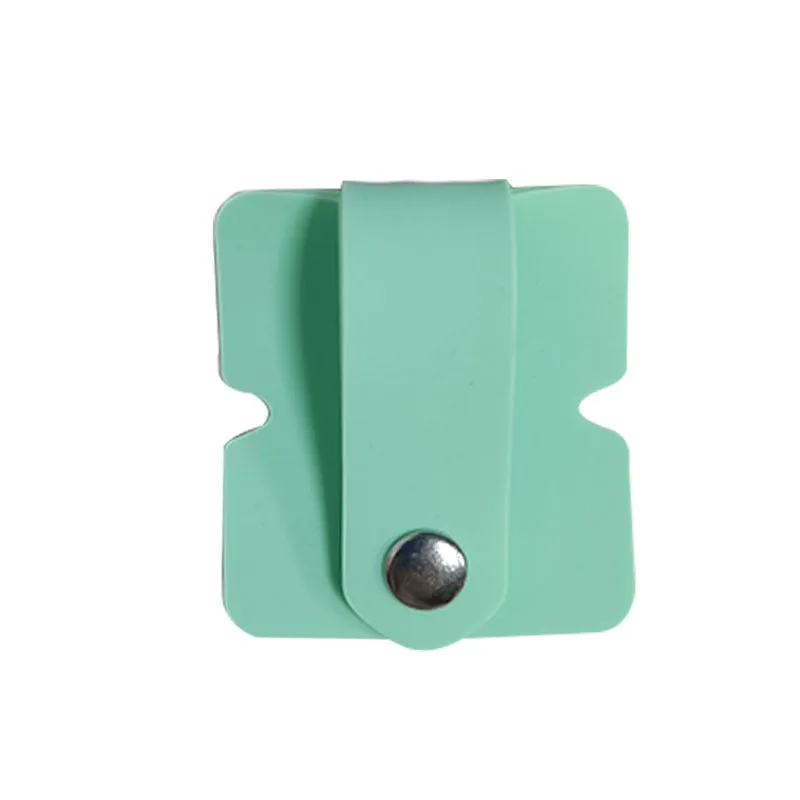 Small light green silicone button-closure storage bag for earphones and data cables measuring 5.5 by 5cm