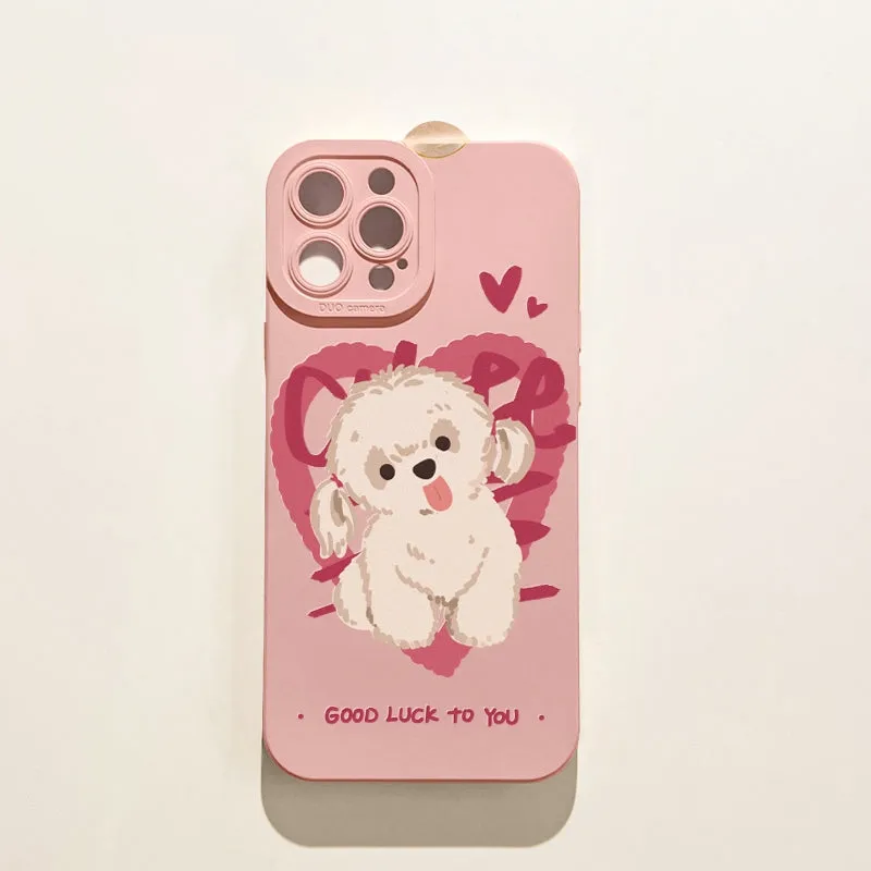 Cartoon animal printed TPU phone case for iPhone 15, 14, 13, 12 series, anti-drop, flower panda design