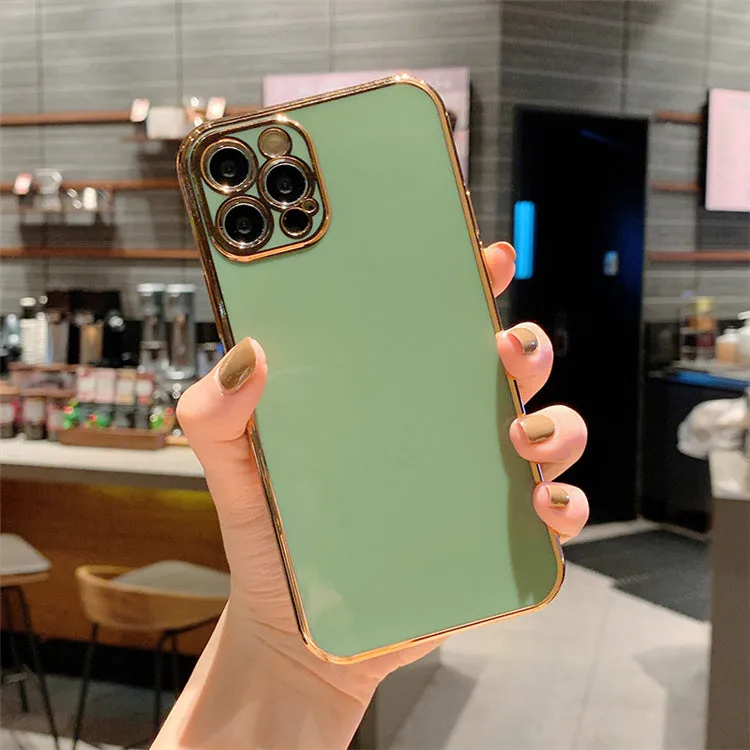 Gold plated cartoon design iPhone case with silicone stripes on TPU material for iPhone protection
