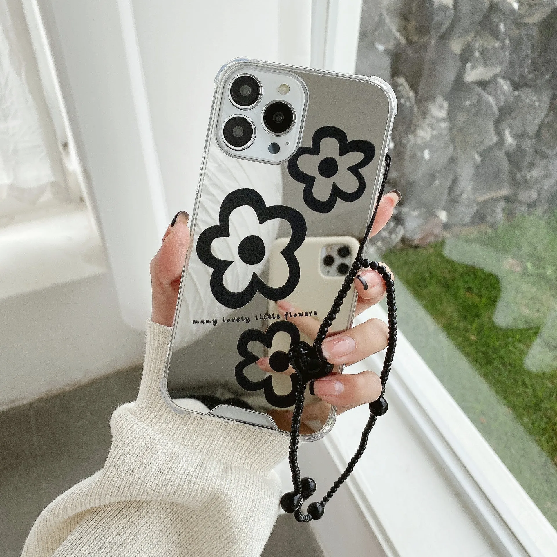 New mirror phone case drop-resistant full cover transparent painted TPU protective case for iPhone shown on white background
