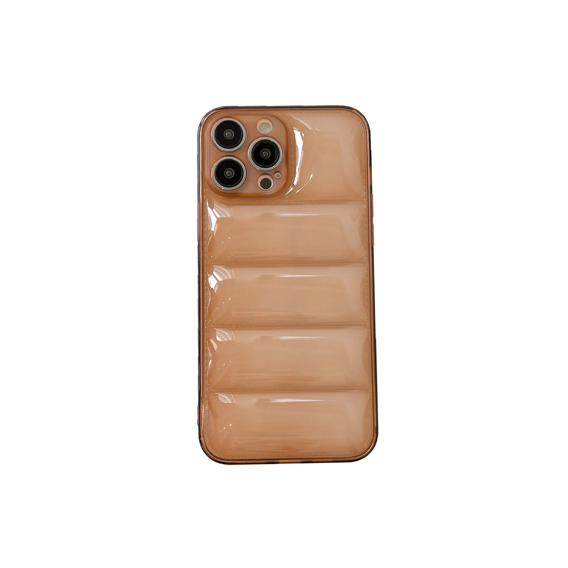 Transparent purple down jacket texture TPU phone case with fine hole cutouts for iPhone
