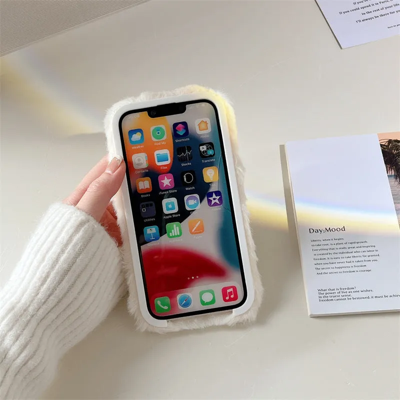 Three-pack soft shell TPU phone case with plush embroidery happy cat pattern for iPhone
