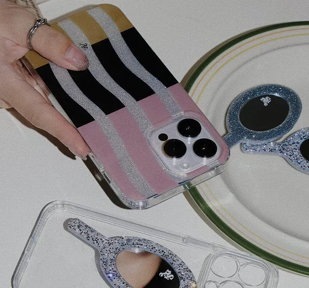 Wave stripe TPU phone case for Apple iPhone with love chain design in transparent phantom colour