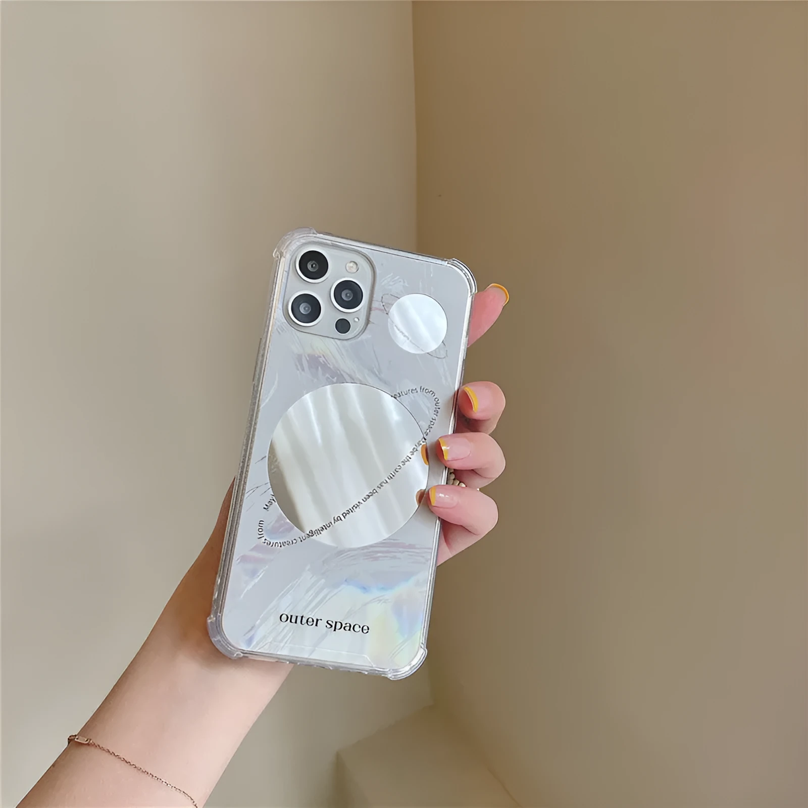 Cool Wind space planet mirror TPU phone case for iPhone 13 Pro Max in mirror-planet colour