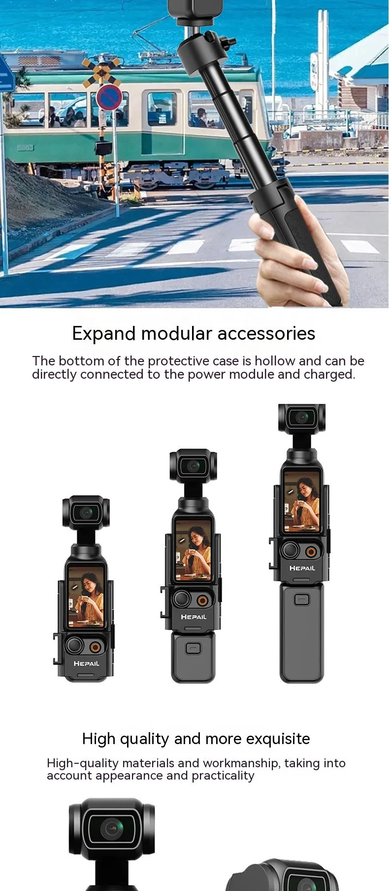 Pocket3 multi-function expansion protection frame with cold shoe adapter bracket for Osmo Pocket 3 camera