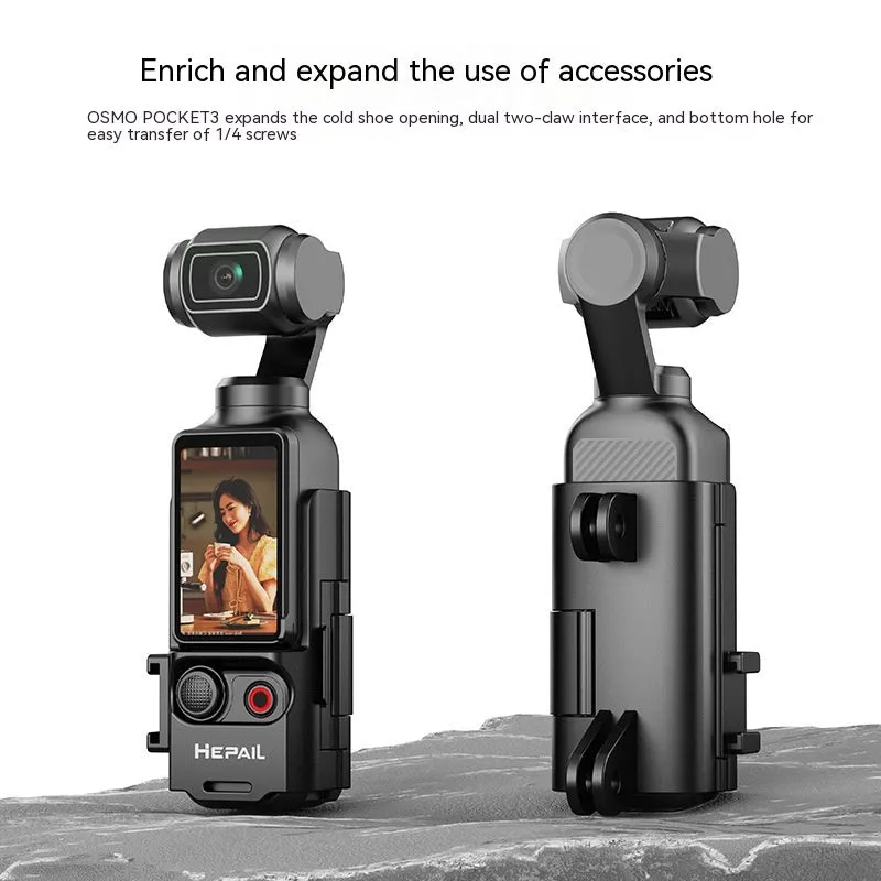Pocket3 multi-function expansion protection frame with cold shoe adapter bracket for Osmo Pocket 3 camera