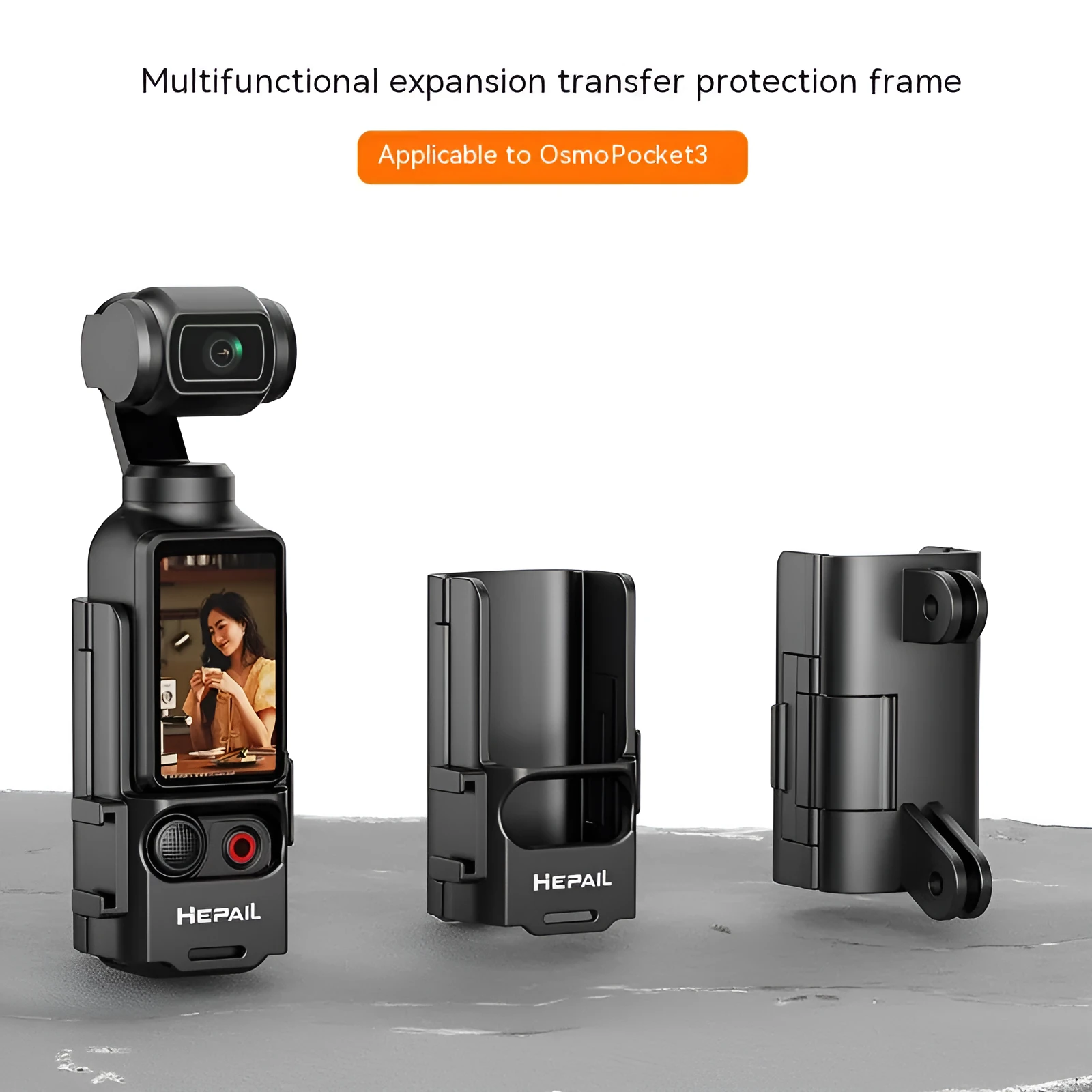 Pocket3 multi-function expansion protection frame with cold shoe adapter bracket for Osmo Pocket 3 camera