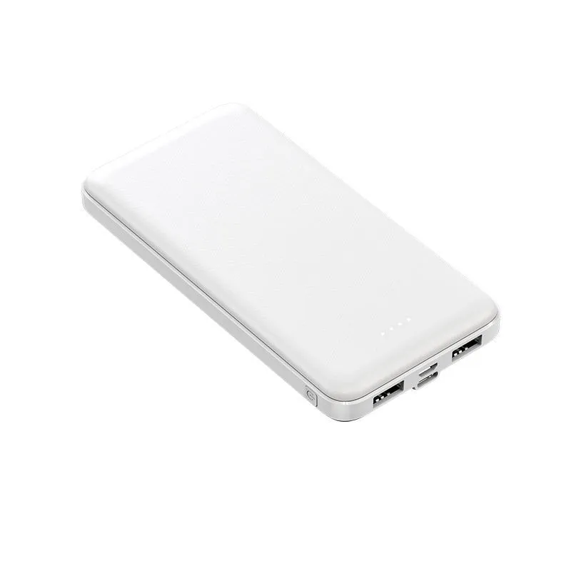 Thin portable power bank plastic shell multi-U port output black colour with cartoon style