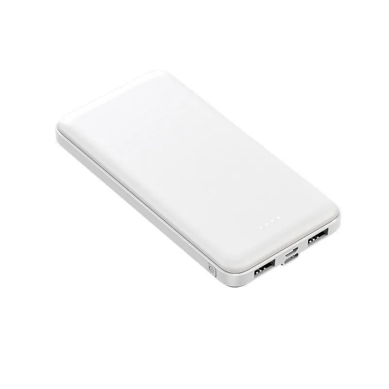 Thin portable power bank plastic shell multi-U port output black colour with cartoon style