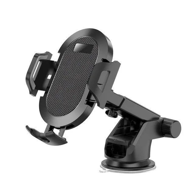 Auto lock car phone holder mounted on air vent with black grey ABS and silicone construction