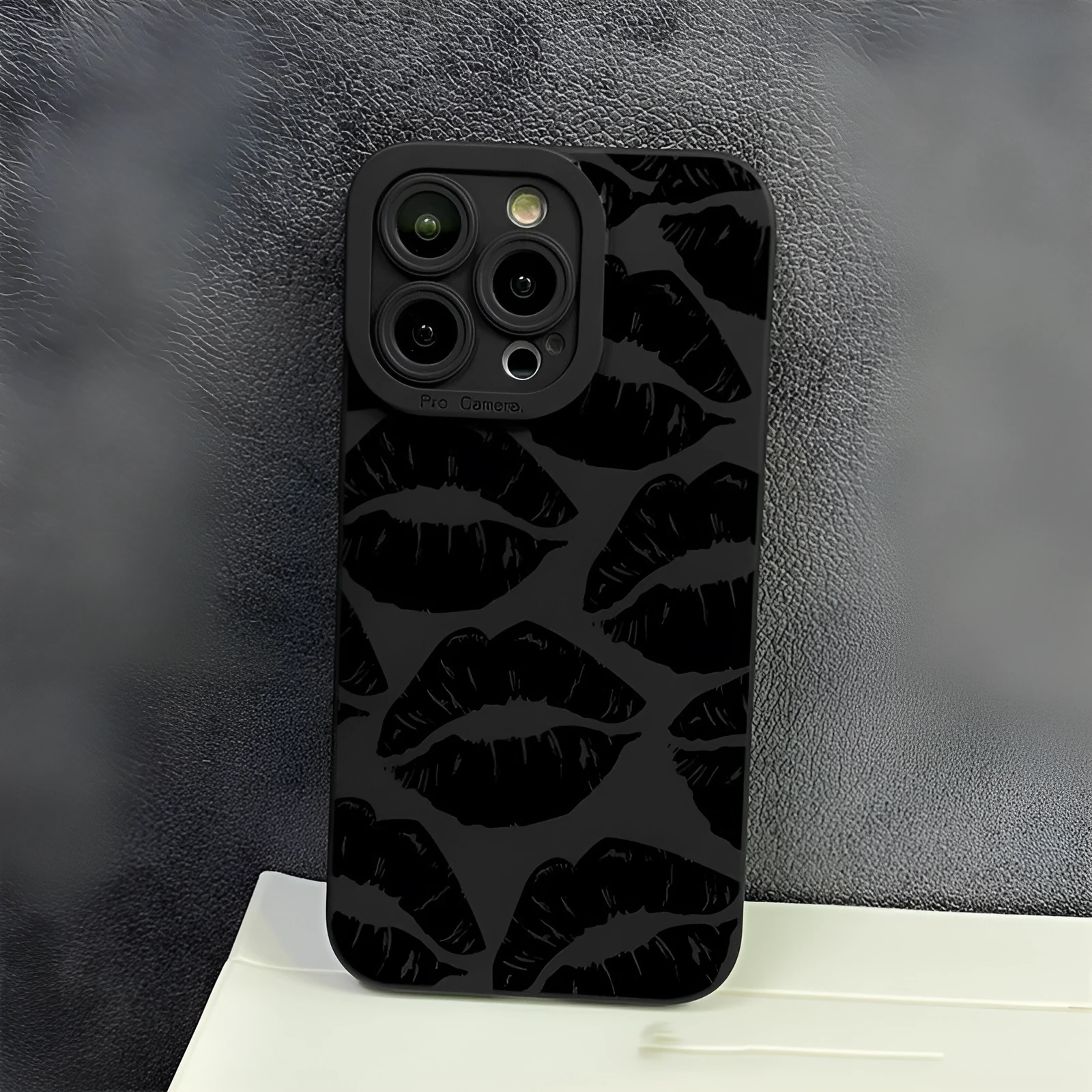 Black Lips TPU phone case for iPhone models, back cover with Black design