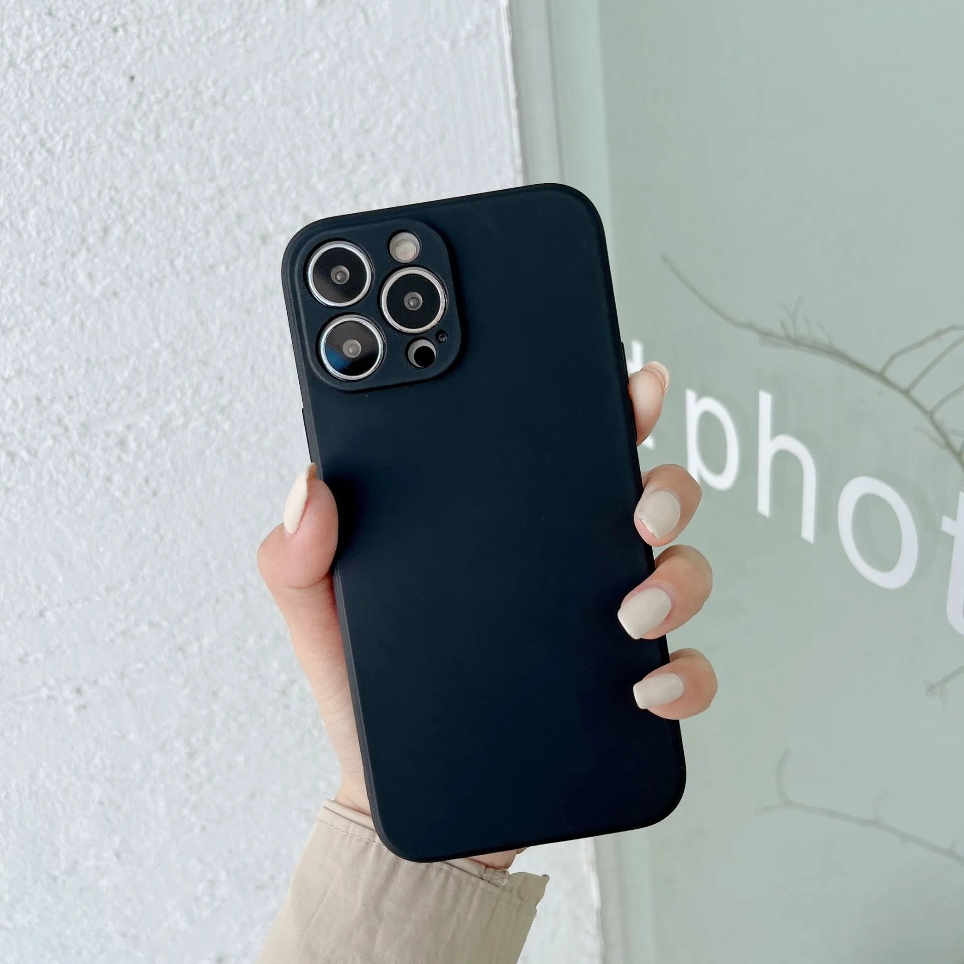Fine hole matte TPU straight edge back cover phone case for Realme10 Domestic and RealmeV20 in black colour