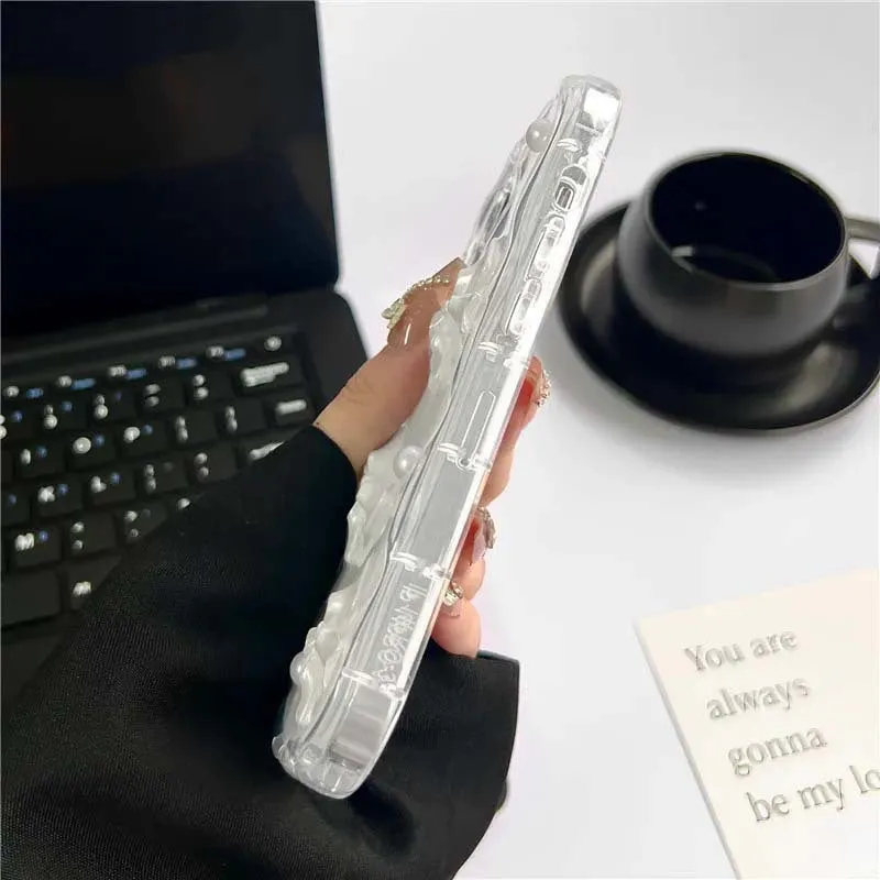 Transparent silicone phone case with epoxy love heart bow tie decoration for Apple iPhone