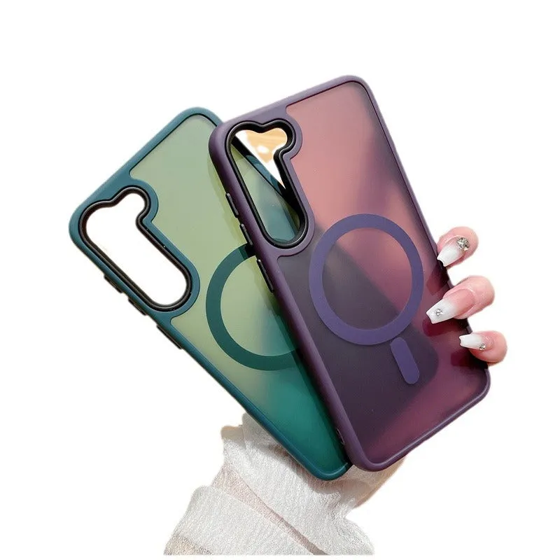 Acrylic magnetic frosted phone case for Samsung Galaxy in dark purple – soft grip fall protection cover