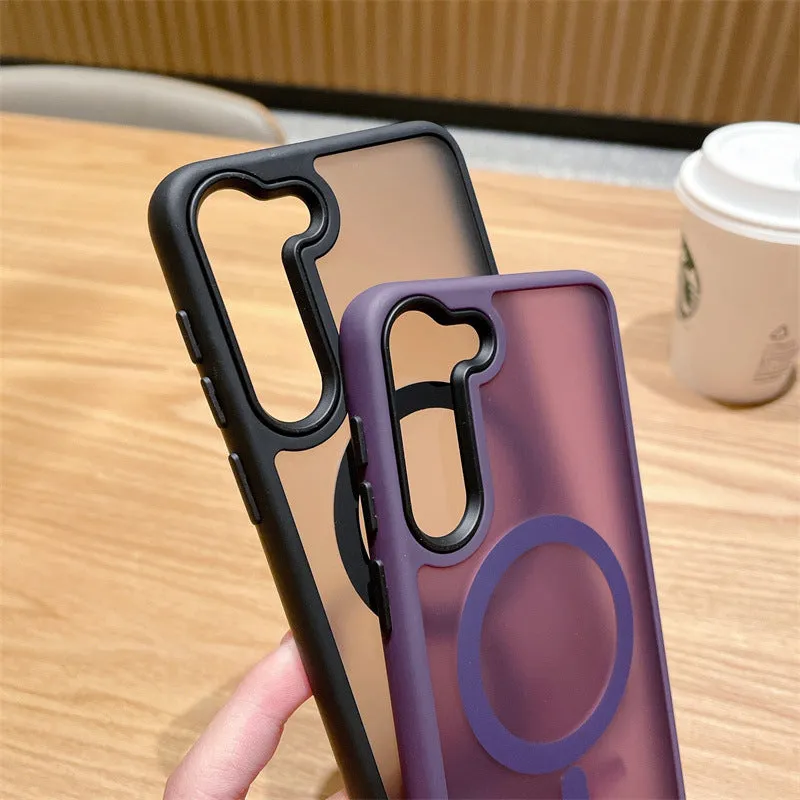 Acrylic magnetic frosted phone case for Samsung Galaxy in dark purple – soft grip fall protection cover