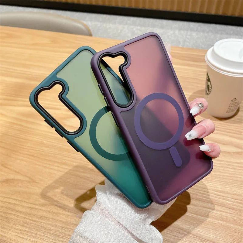 Acrylic magnetic frosted phone case for Samsung Galaxy in dark purple – soft grip fall protection cover