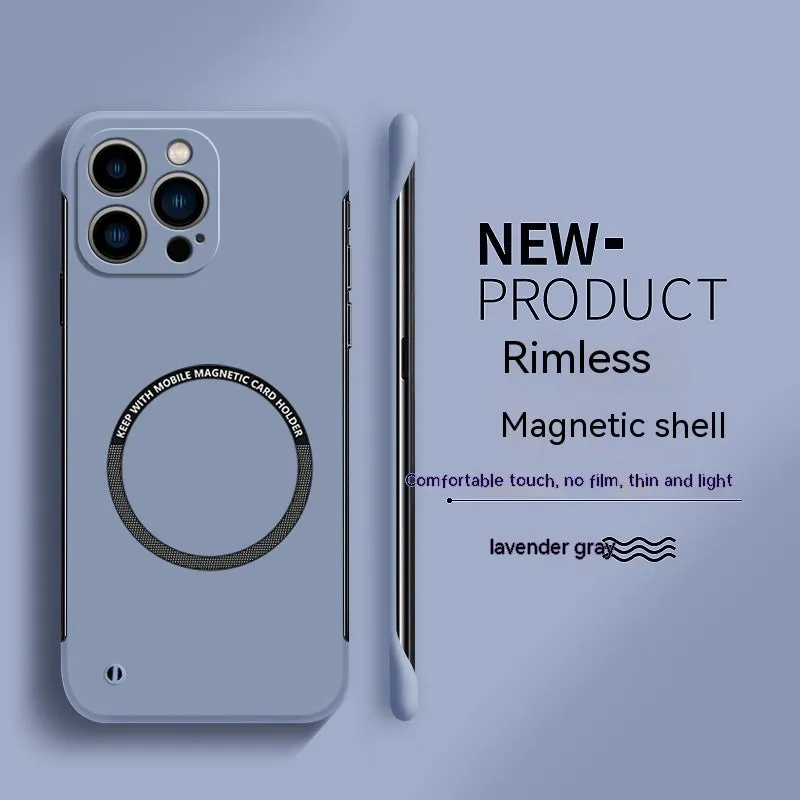 Acrylic magnetic suction frameless phone case for iPhone 14 13 12 11 series, milk white colour
