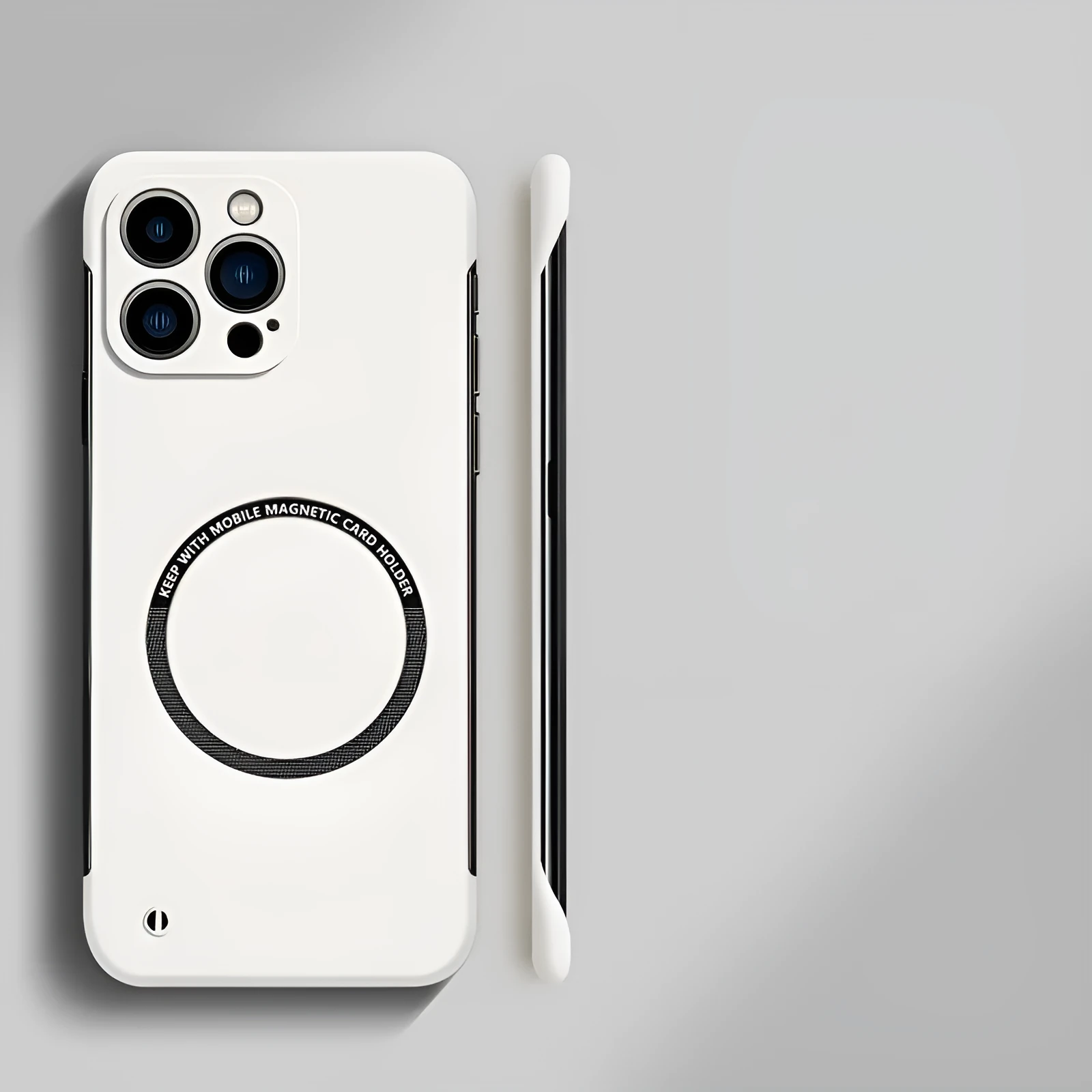 Acrylic magnetic suction frameless phone case for iPhone 14 13 12 11 series, milk white colour