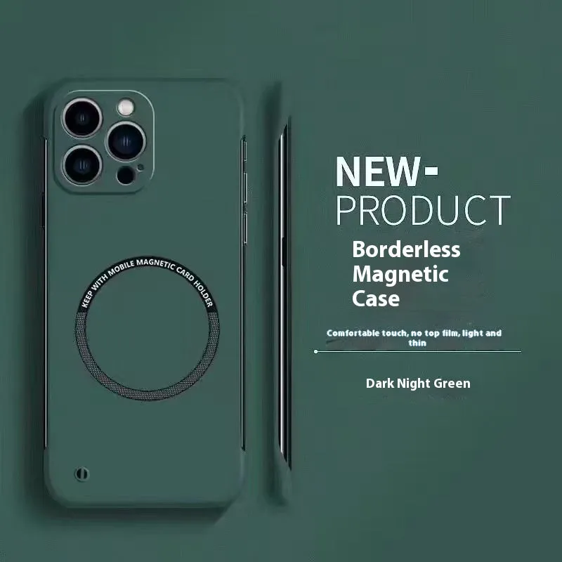 Acrylic magnetic suction frameless phone case for iPhone 14 13 12 11 series, milk white colour
