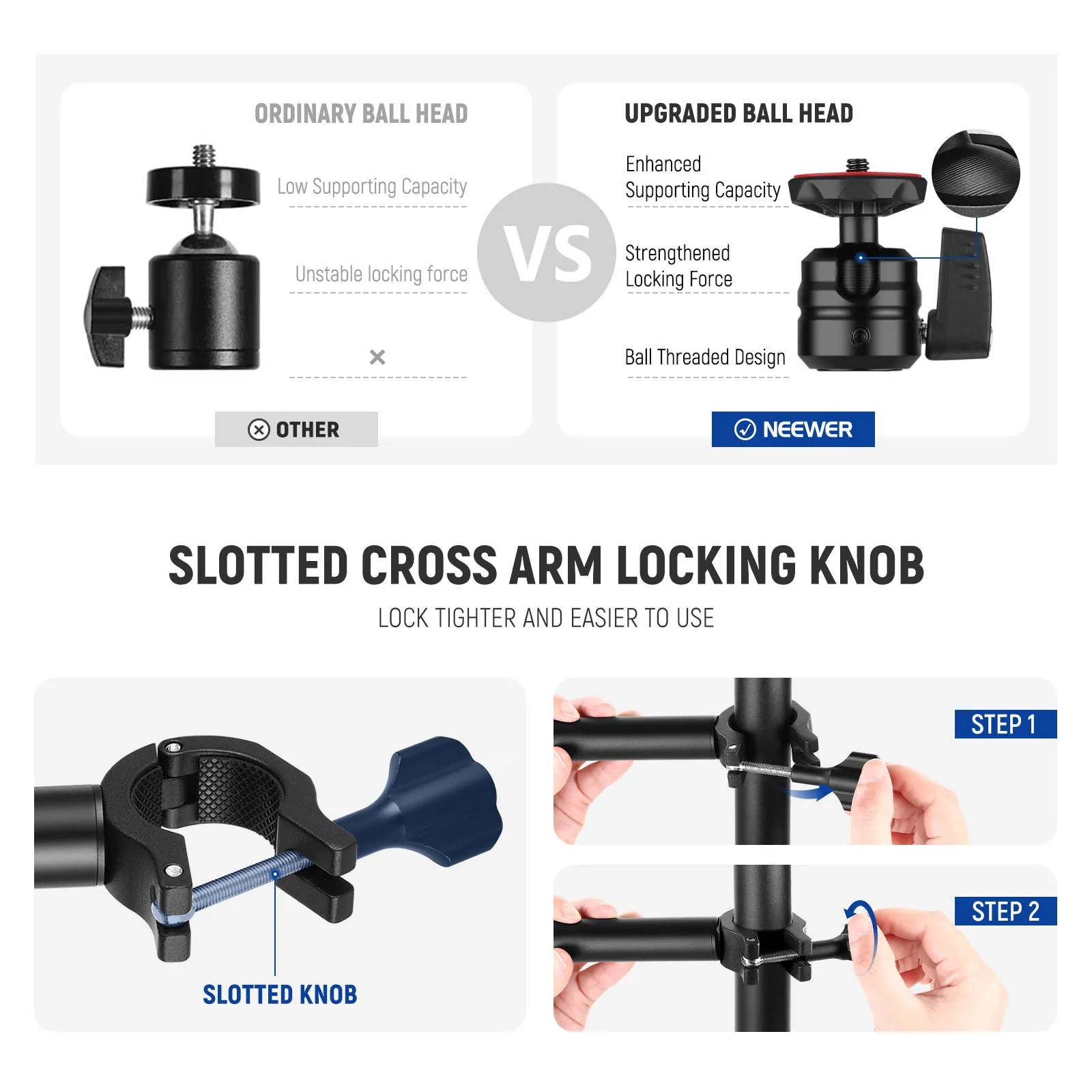 Portable metal desktop photography stand with adjustable cross arm and metal cellphone holder