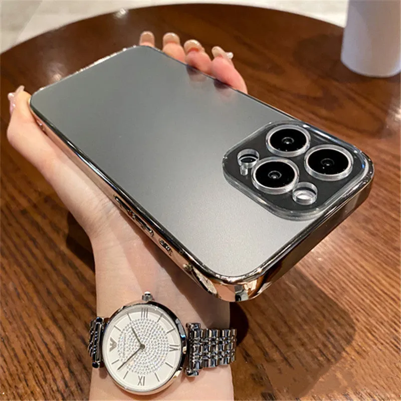 Electroplating frosted PC phone case in titanium gray for iPhone 15 with all-inclusive back cover