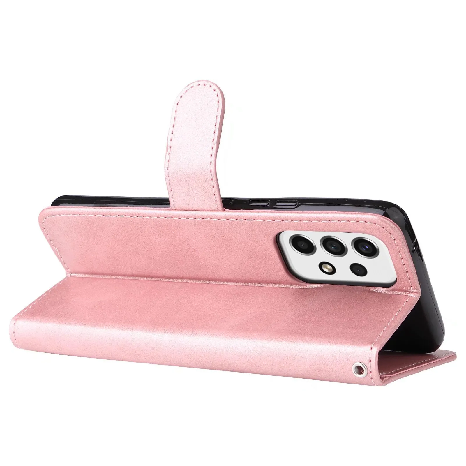 Samsung flip phone case with zipper wallet and card holder in PU leather, black colour, front view