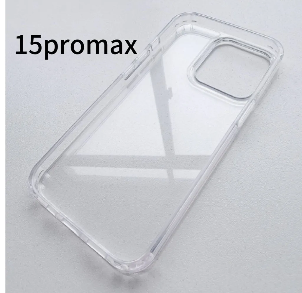 Transparent soft TPU phone case for iPhone 14 to 16 Pro Max, clear protective cover