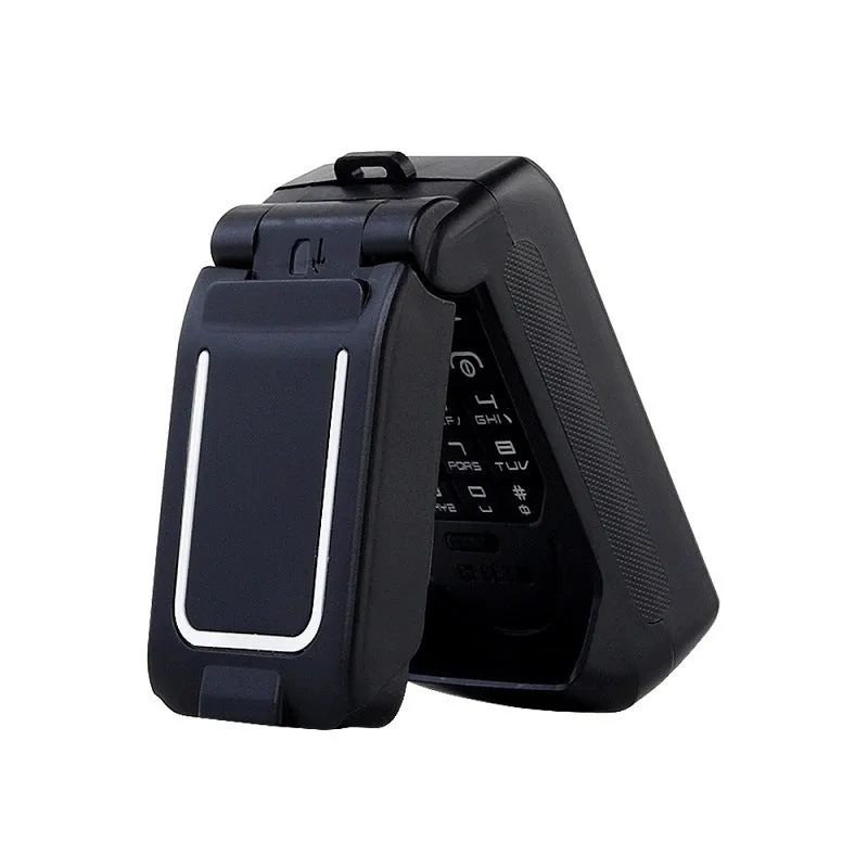 Mini flip mobile phone in a choice of six colours: white, yellow, black, gold, blue, and rose red.