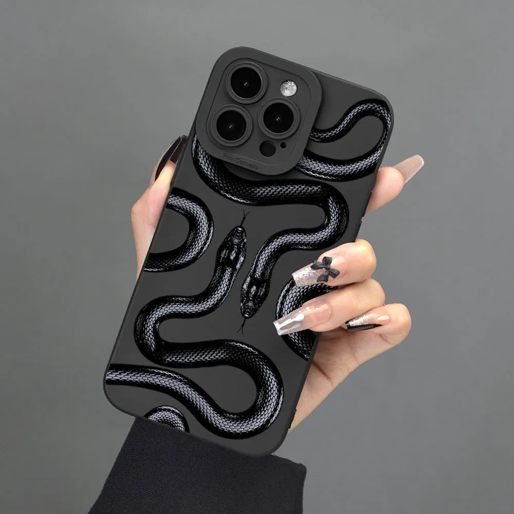 Plastic protective cover for Apple iPhone, black soft shell case with spray finish