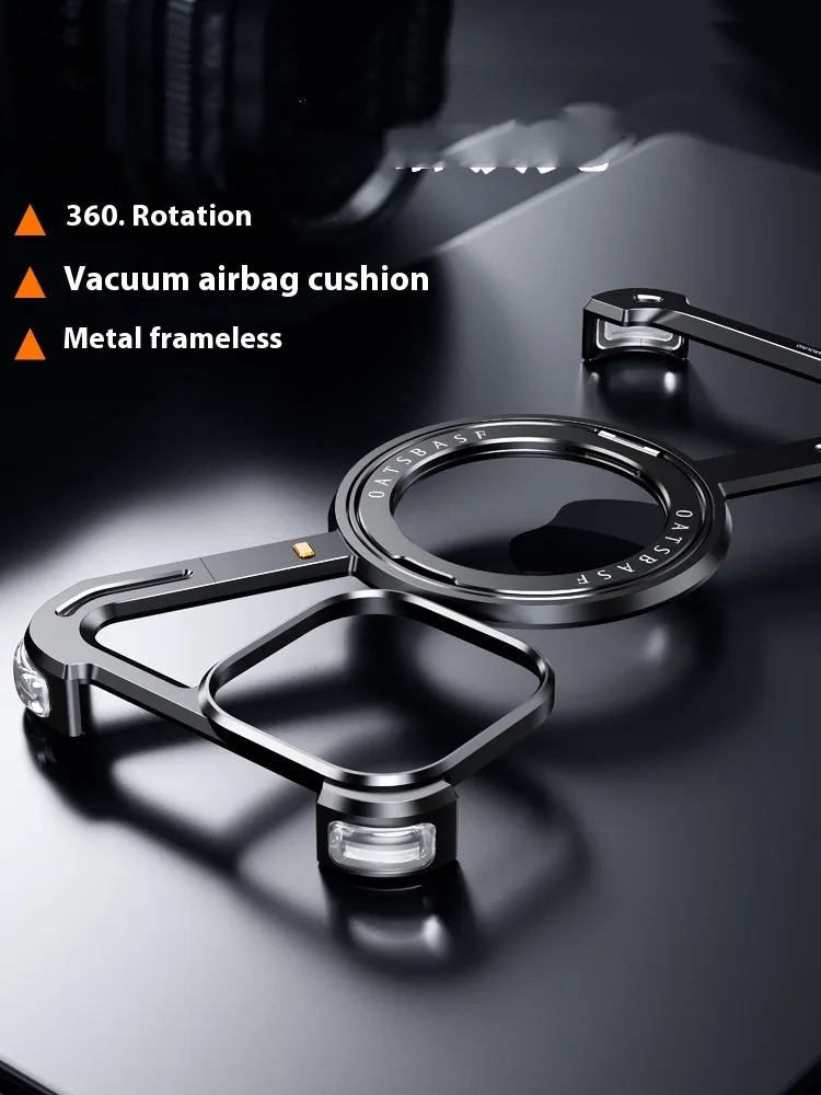 Seamless aluminium alloy phone case with hollow back and magnetic bracket for iPhone 15 Pro Max