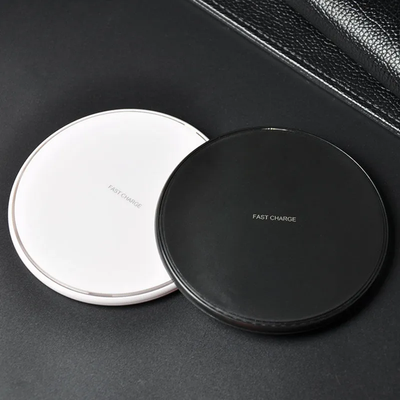 Round 10W wireless charger with indication function in black finish