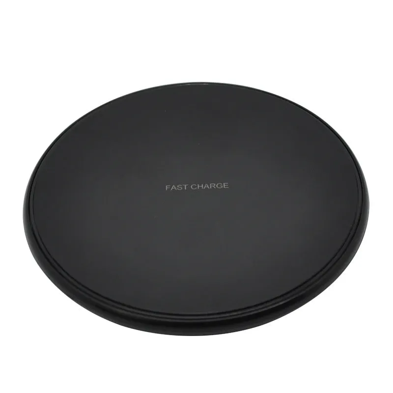 Round 10W wireless charger with indication function in black finish