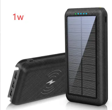 Black wireless charging power bank with three USB ports for iPhone Samsung and Xiaomi phones