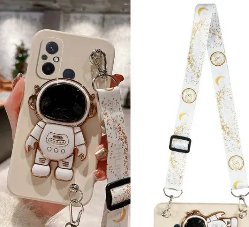 Crossbody silicone phone case with lanyard and bracket for Apple iPhone in black colour option