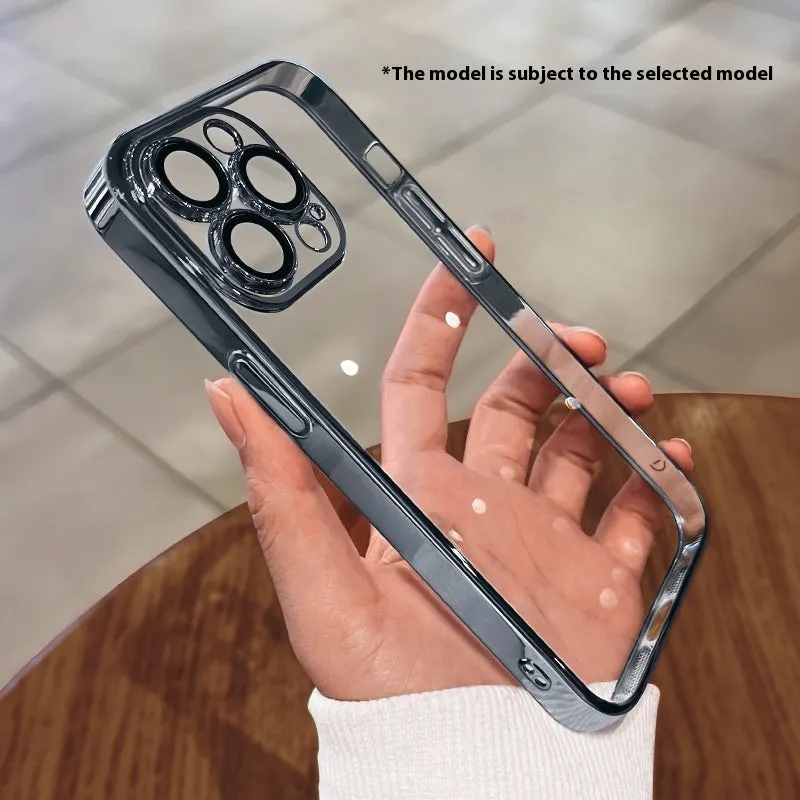 Electroplated TPU soft phone case in titanium gray for iPhone 15 series with drop-resistant protection