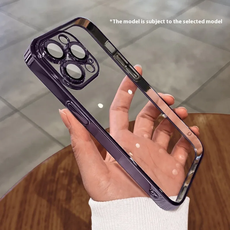 Electroplated TPU soft phone case in titanium gray for iPhone 15 series with drop-resistant protection