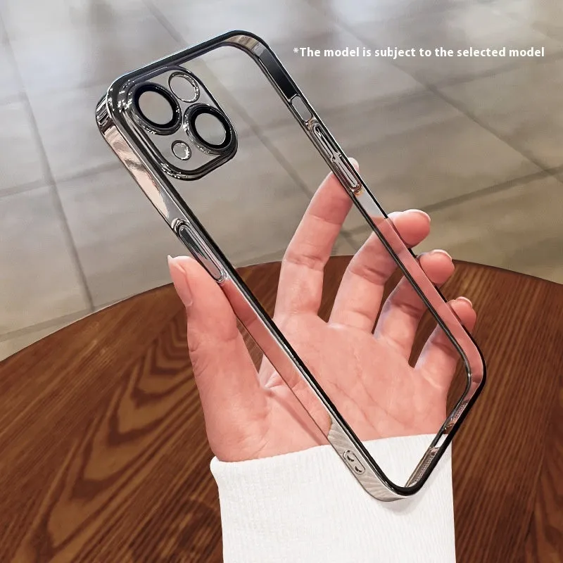 Electroplated TPU soft phone case in titanium gray for iPhone 15 series with drop-resistant protection
