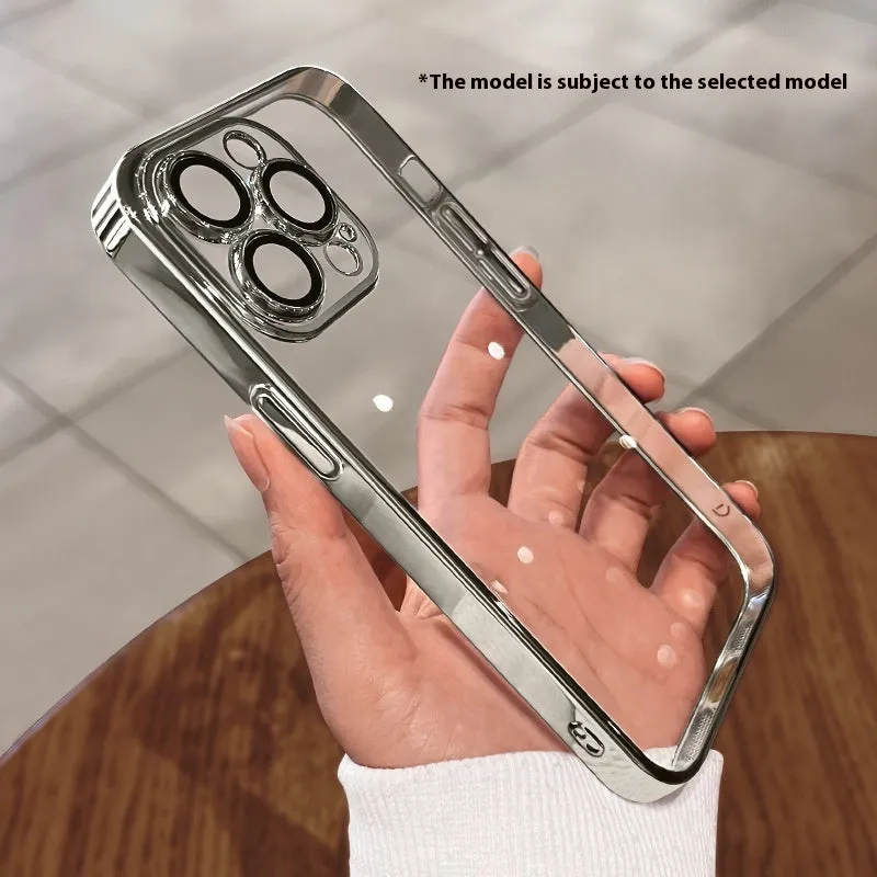 Electroplated TPU soft phone case in titanium gray for iPhone 15 series with drop-resistant protection