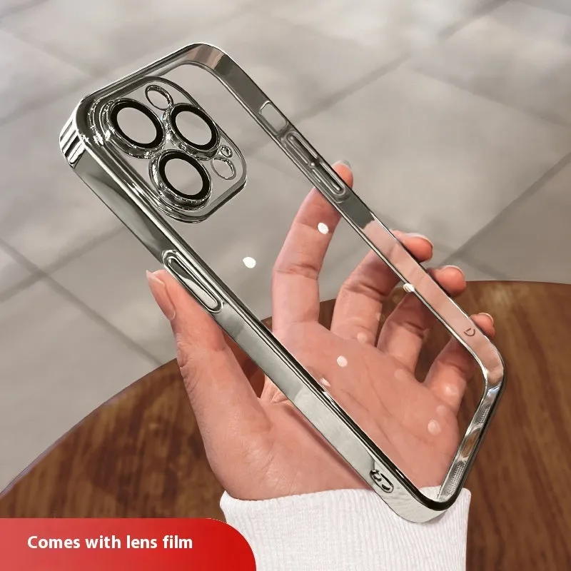 Electroplated TPU soft phone case in titanium gray for iPhone 15 series with drop-resistant protection