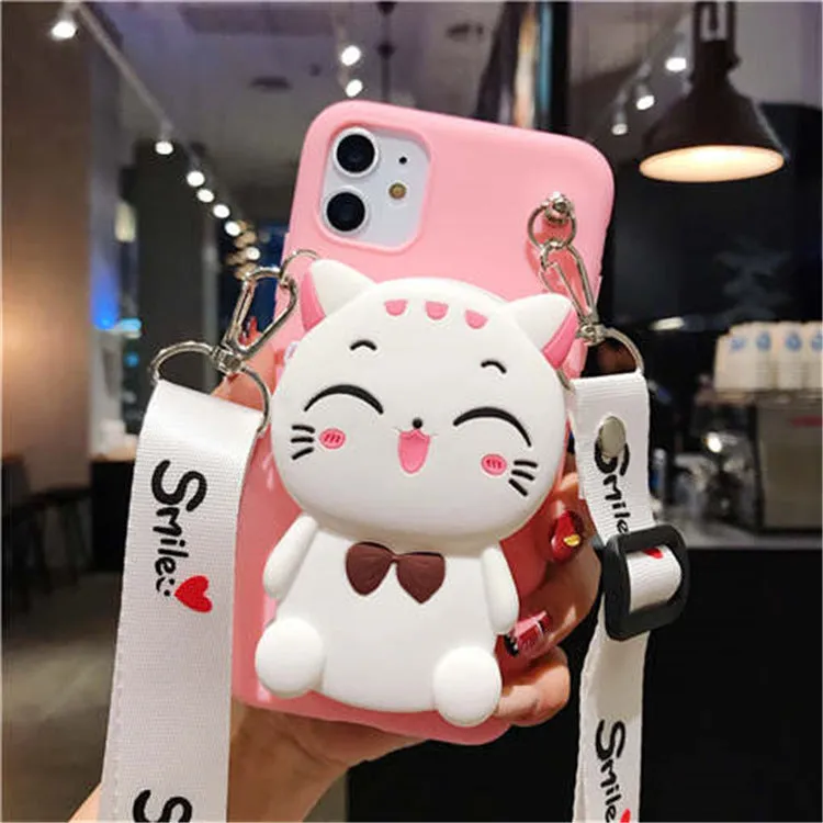 Cartoon camouflage design silicone wallet case for Huawei smartphone showing multiple colour options