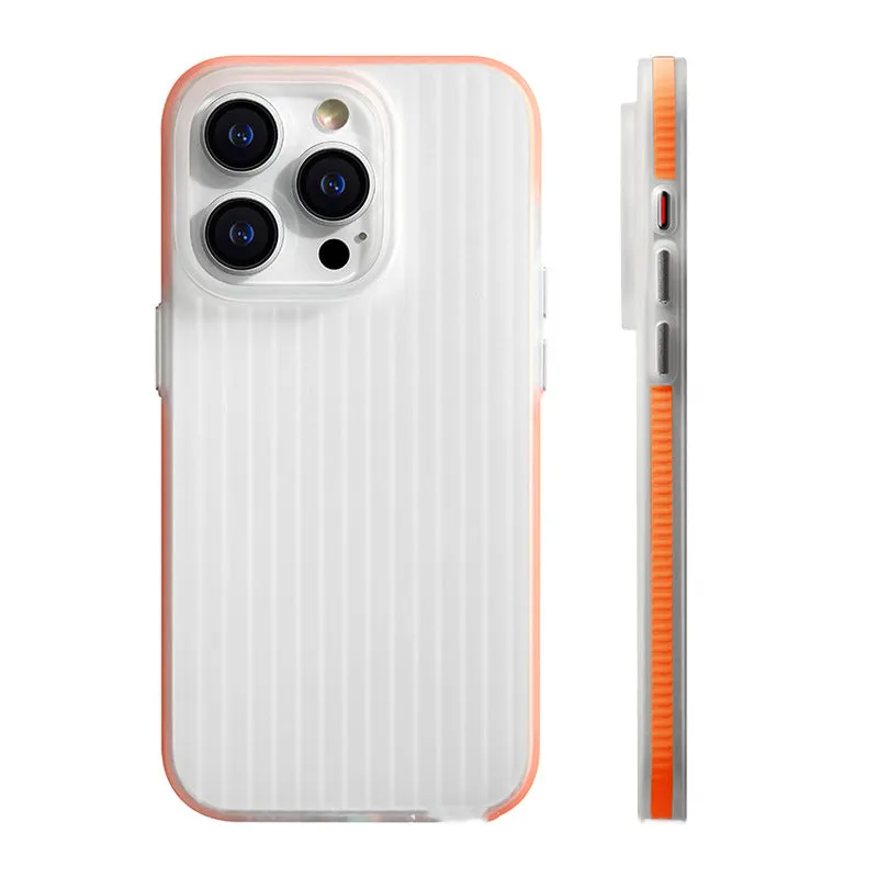 iPhone 15 Pro Max phone case with skin-sensitive striped sand non-slip texture, frosted black hard shell