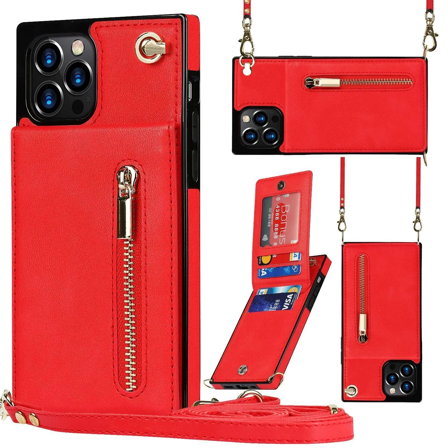A black mobile phone case made of TPU with a leather section, shown fitted on a smartphone.
