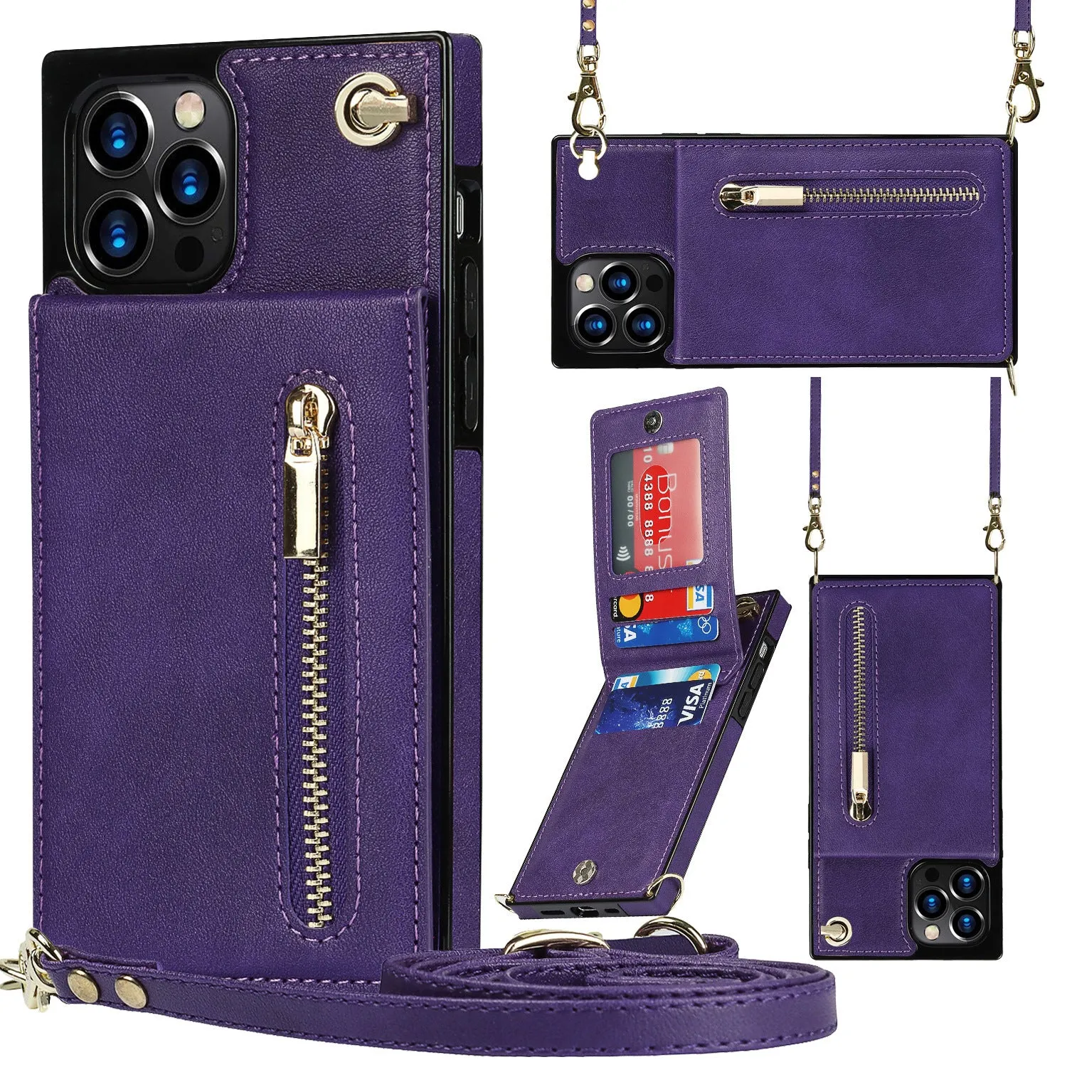 A black mobile phone case made of TPU with a leather section, shown fitted on a smartphone.