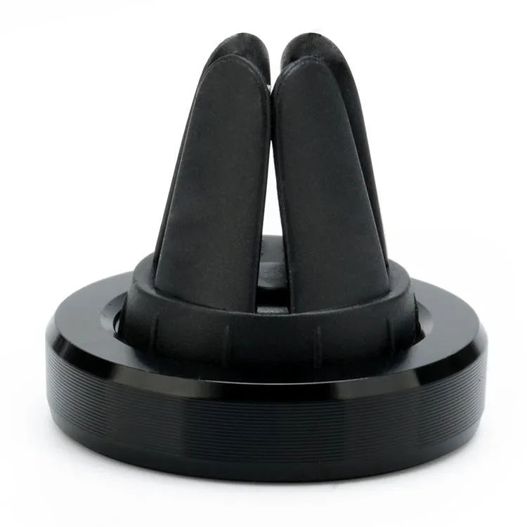 Magnetic car air vent mobile phone holder in rose gold, showing clip and 360-degree rotation joint.