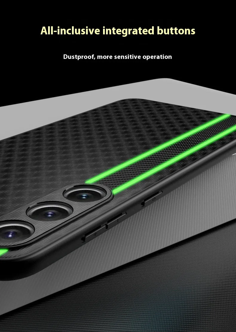 Ultra-thin carbon fibre plain leather phone case back cover for Samsung S24 with black stripe pattern