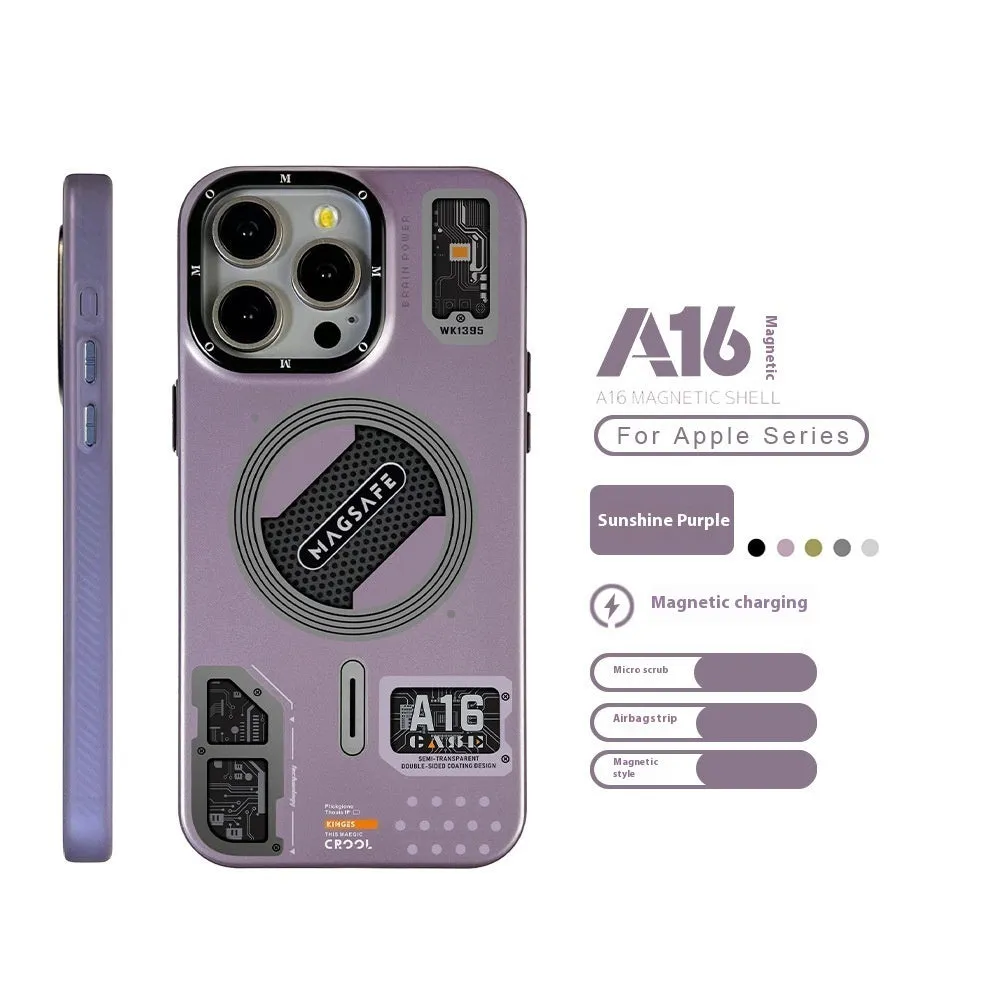 Frosted magnetic suction phone case for Apple iPhone 12 Pro, 13 Pro, 14 Plus, 15 Pro Max, drop-resistant, in Knight Black
