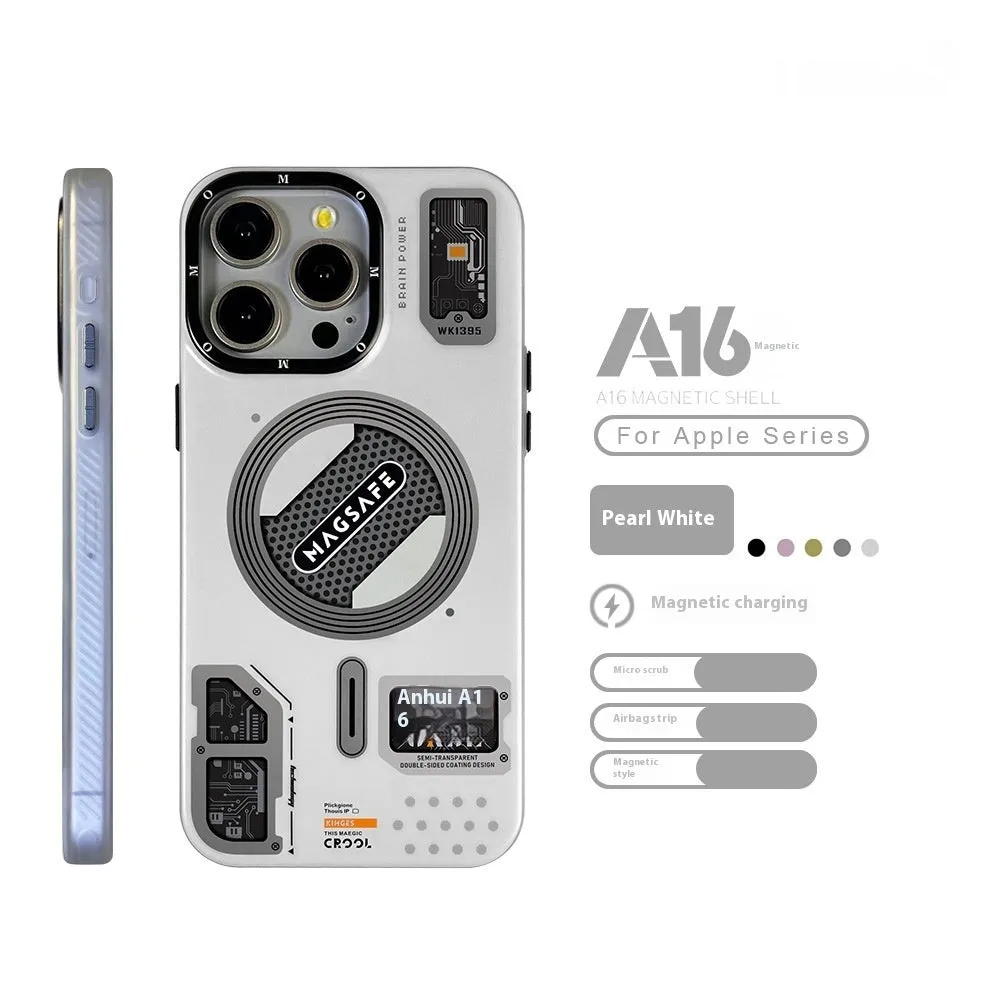 Frosted magnetic suction phone case for Apple iPhone 12 Pro, 13 Pro, 14 Plus, 15 Pro Max, drop-resistant, in Knight Black