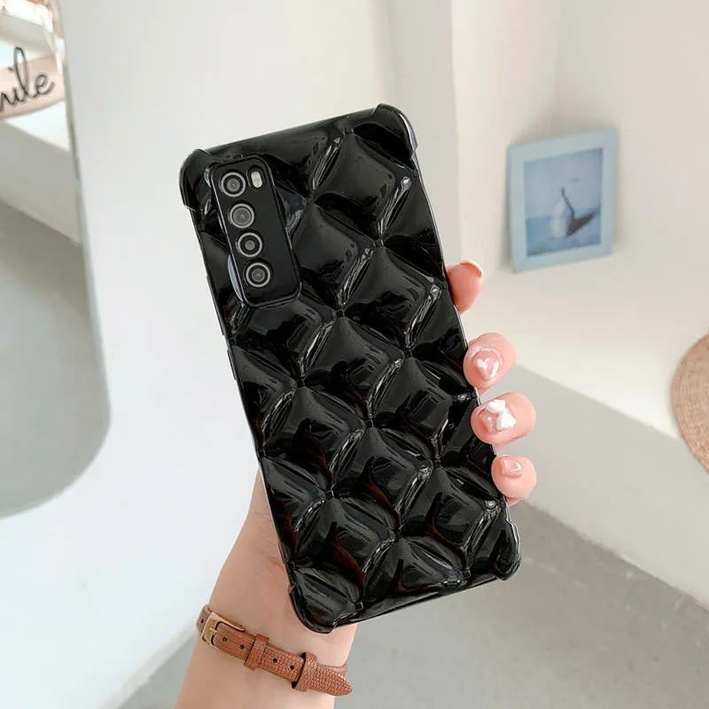 A solid-colour silicone back cover case for Huawei smartphones on a table.